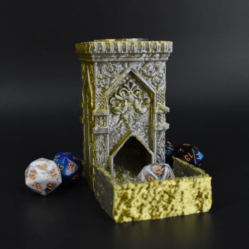 Monolith Dice Tower Silver Gold