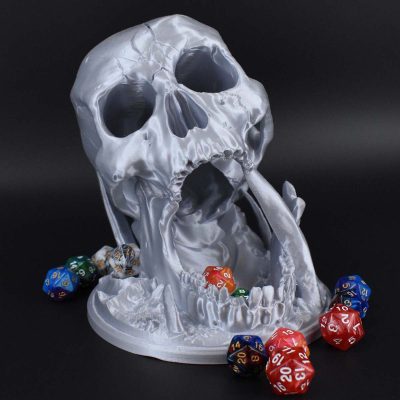 Dice Towers Skull Silk Silver 3 1