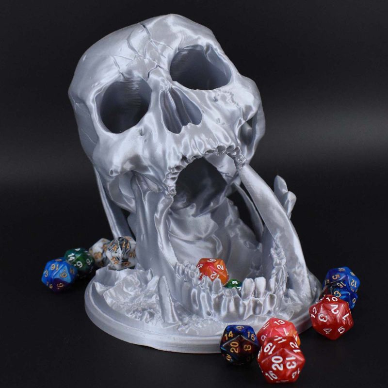 Dice Towers Skull Silk Silver 3 1