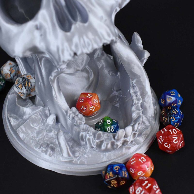 Dice Towers Skull Silk Silver 4 1