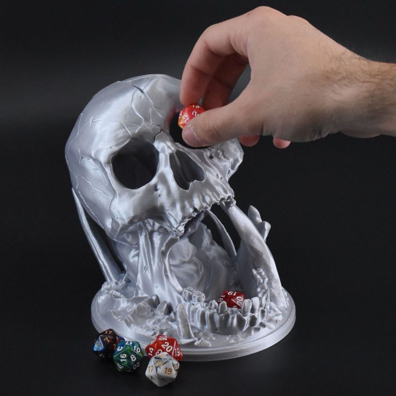 Dice Towers Skull Silk Silver 6 1