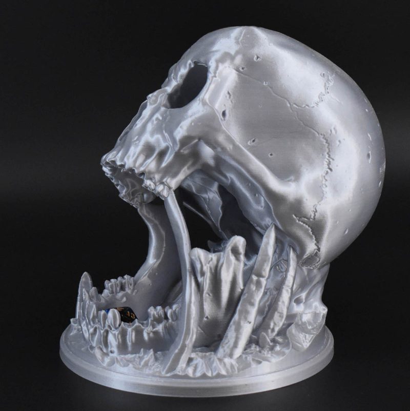 Dice Towers Skull Silk Silver 8 1